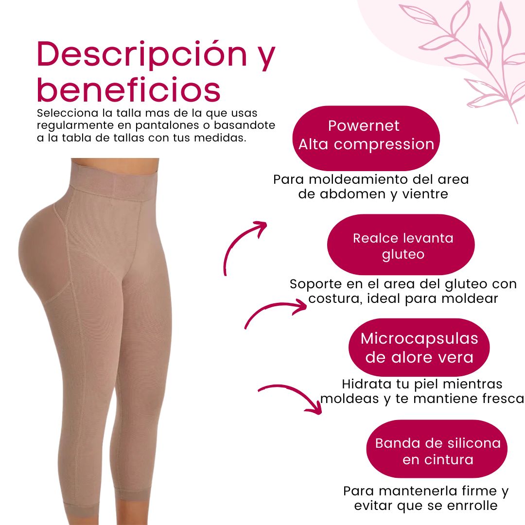 Faja Colombiana Leggings levantamiento de glúteos de alta compresión | Tobillero Levanta Cola