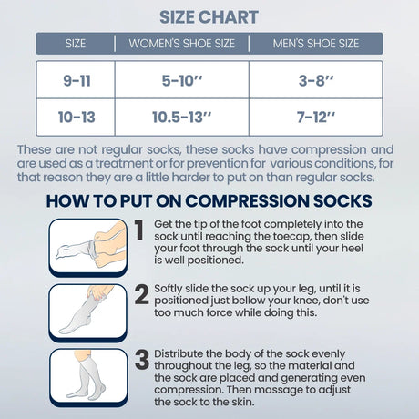 Compression Socks Open Toes Knee High Leg Support 2 Pack | Medias de Compresión con Abertura en Dedos 2 Pack