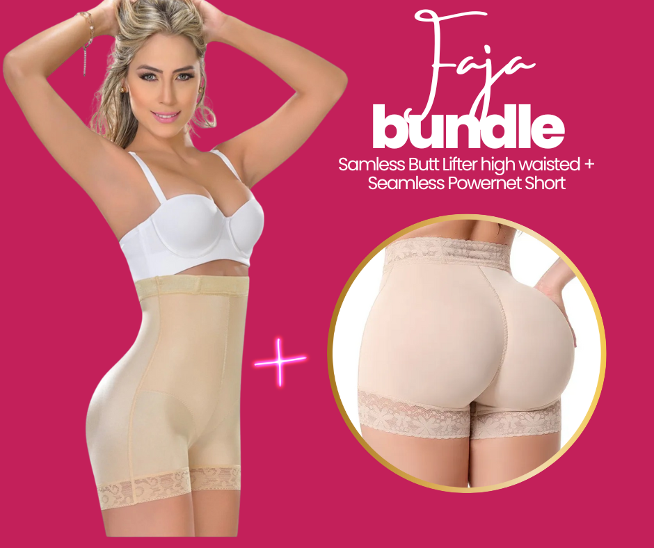 Faja Bundle: Colombian Butt Lifter Shorts + Extra high waist butt lifting Colombian Shorts