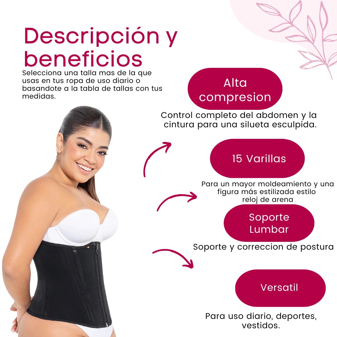 Faja Colombiana Deluxe Extreme Waist Fadle con 15 varillas | estilo corsé