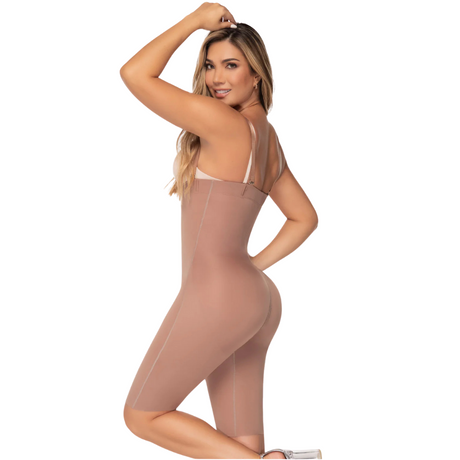 Seamless Tummy Control Shapewear Bodysuit with Removable Straps Knee Lenght Premium Collection