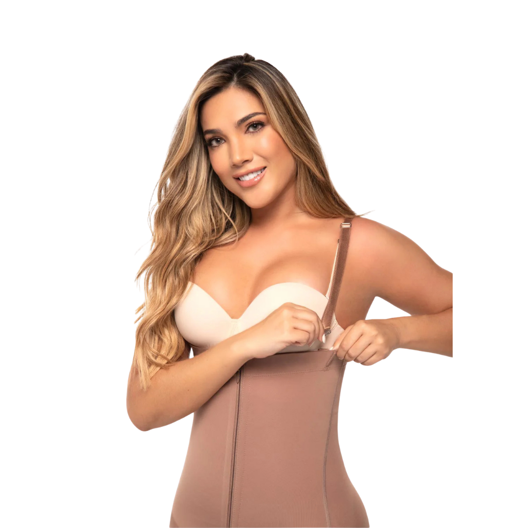 Seamless Tummy Control Shapewear Bodysuit with Removable Straps Knee Lenght Premium Collection