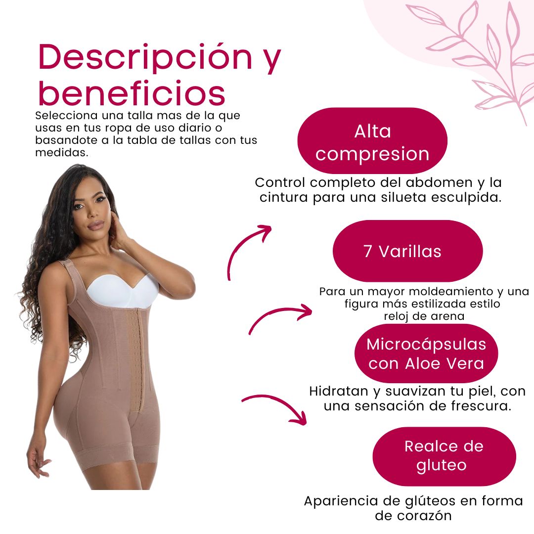 Fajas Colombianas Hourglass Sculpting Faja – 7 Varillas, Levantamiento de Glúteos y Doble Refuerzo de Cintura